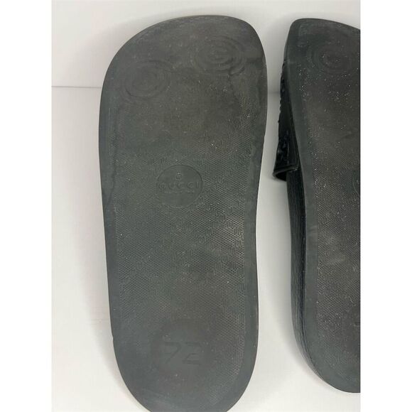 Gucci Unisex Black GG Logo Rubber Slide Sandals Size 10 Casual - Picture 6 of 8